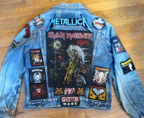 MetalDude's Iron Maiden, Metallica, Motörhead, Battle Jacket Battle Jacket | TShirtSlayer Metal Jacket Patches, Metallica Jacket, Punk Denim Jacket, Patch Jean Jacket, Denim Jacket With Patches, Punk Denim, Battle Jackets, Battle Vest, Punk Fashion Diy