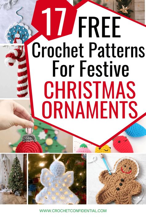 17 Festive and Free Crochet Christmas Ornament Patterns - Crochet Confidential Free Crochet Patterns For Christmas, Crochet Xmas Gifts, Crochet Patterns For Christmas, Crochet Ornaments Free Pattern, Crochet Christmas Ornaments Free Pattern, Penguin Christmas Ornaments, Holiday Crochet Patterns, Crochet Christmas Ornaments Free, Crochet Ornament Patterns