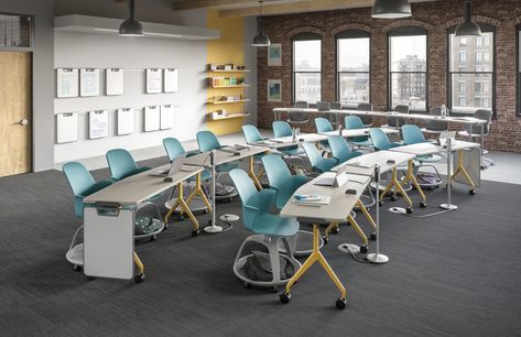 Verb Modern College Classroom, School Computer Lab Design, Innovative School Design, Bloxburg School, College Classroom, Classroom Interior, Classroom Decor High School, Industrial Office Design, Classroom Tables