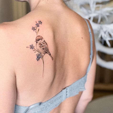 Veronika (@veroni.ink) • Instagram photos and videos Collar Bone Female Tattoos, Finches Bird Tattoo, Celtic Wren Tattoo, Sparrow On A Branch Tattoo, House Sparrow Tattoo, Carolina Wren Tattoo, Bullfinch Tattoo, Wren Tattoo Simple, Cute Bird Tattoos