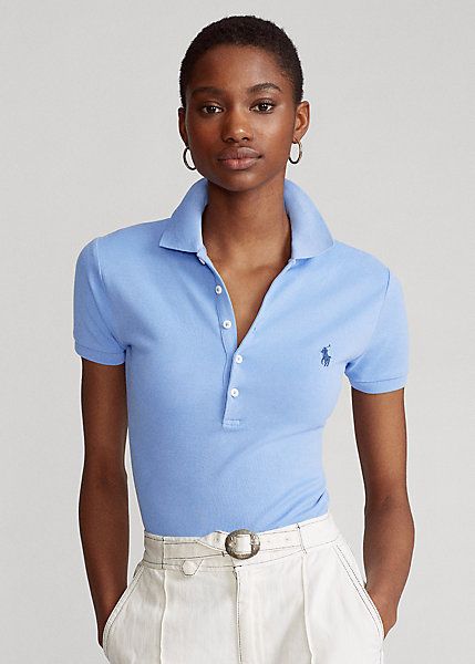 Slim Fit Stretch Polo Shirt Polo Shirt Outfit Women's, Polo T Shirts Women, Polo Shirt Outfits, Polo Outfit, Polo Women, Slim Fit Polo Shirts, Ralph Lauren Slim Fit, Style Sportif, Ralph Lauren Polo Shirts