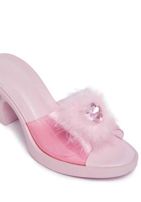 Trickz N' Treatz Mohair Jewel Heart Peep Toe Heels - Pink – Dolls Kill