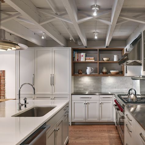 Kitchen a Basement Ceiling Ideas Cheap, Exposed Basement Ceiling, Basement Ceiling Painted, Low Ceiling Basement, Exposed Ceiling, Exposed Ceilings, Basement Lighting, Apartment Floor, Open Ceiling