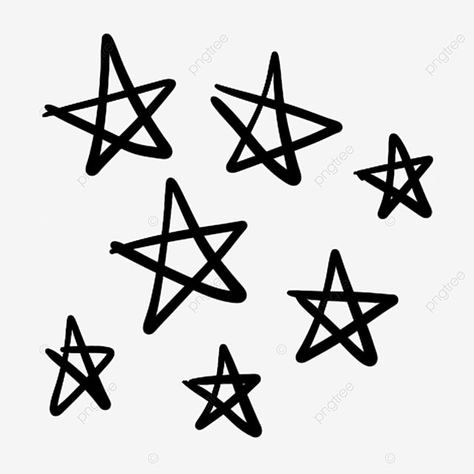 Stars Hand Drawn, Hand Drawn Background, Doodle Star Tattoo, Hand Drawn Star Tattoo, Black Star Drawing, Star Sketch Drawing, Doodles White Background, Stars Drawing Doodles, Star Drawing Aesthetic