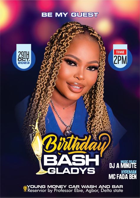 Birthday bash design Birthday Bash Flyer, Birthday Bash Flyer Design, Young Money, Birthday Flyer, Birthday Bash, Flyer Design, Dj, Birthday, Design