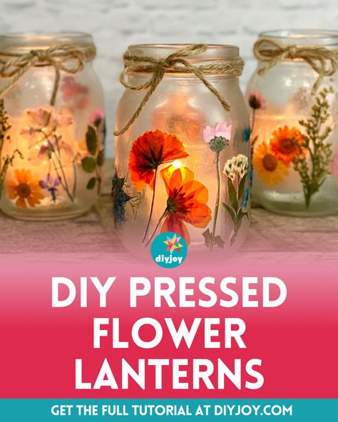 Pressed Flower Lanterns, Fall Hanging Baskets, Pressed Flowers Diy, Stepping Stones Diy, Mason Jar Projects, Diy Lanterns, Mason Jar Gifts, Pinterest Diy, Yarn Diy