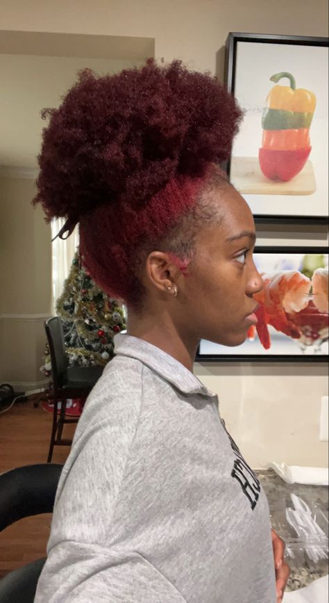 Red Dye On 4c Hair, Red 4c Natural Hair, Wine Red Hair Dye, Red 4c Hair, Red Hair Natural, Afro Hair Dye, African Natural Hairstyles, Wine Red Hair, Dyed Red Hair