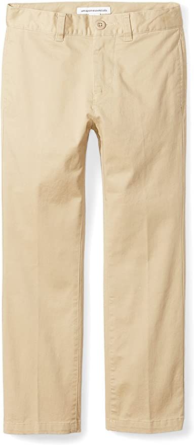 AmazonSmile: Amazon Essentials Boys Uniform Straight-Fit Flat-Front Chino Khaki Pants, Khaki, 6 Husky: Clothing Jcrew Kids, Boys Leggings, Boy Sweatpants, Boys Uniforms, Khaki Chino Pants, Khaki Chinos, Rain Pants, Clothing Pants, Baby Bloomers