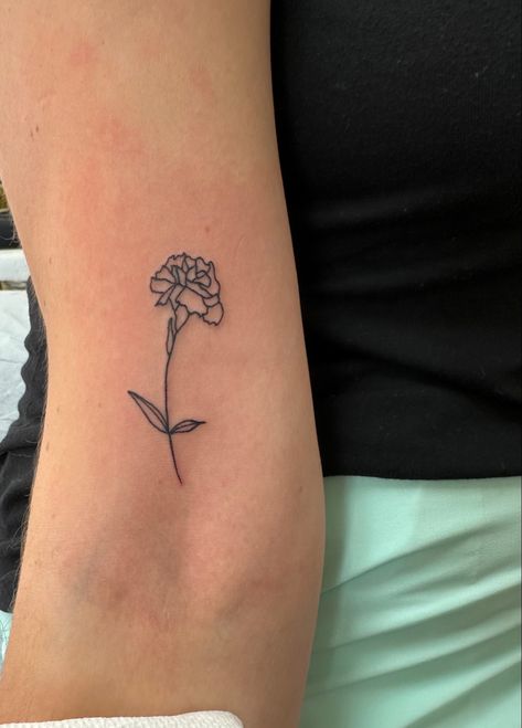 January Tattoo Ideas, January Flower Tattoo, Western Tats, January Birth Flower Tattoo, Flower Neck Tattoo, January Flower, Sticker Sleeve, January Birth Flower, Carnation Tattoo