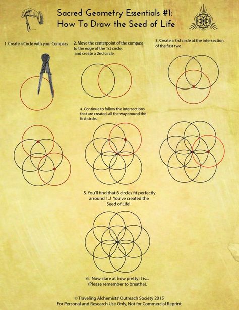 Draw Sacred Geometry, How To Draw Sacred Geometry, Scared Geometry, Sacred Geometry Patterns, Sacred Geometry Symbols, Sacred Geometric, Sacred Geometry Art, Geometric Drawing, Seed Of Life