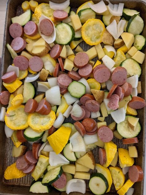 Yellow Squash And Sausage Recipes, Smoked Sausage Zucchini And Squash, Kielbasa Zucchini And Squash, Zucchini Squash And Sausage Recipes, Keilbasa Squash Zucchini, Sausage Zucchini Squash Sheet Pan, Kielbasa And Squash Recipes, Zucchini Squash Sausage Recipes, Smoked Sausage And Squash Recipes