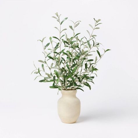 Threshold designed w/Studio McGee Artificial Olive Leaf Arrangement - Threshold™ designed with Studio McGee Office Bookshelf Decor, Olive Plant, Studio Mcgee Target, Artificial Floral Arrangements, Artificial Potted Plants, Artificial Flowers And Plants, Faux Tree, Studio Mcgee, Bookshelf Decor