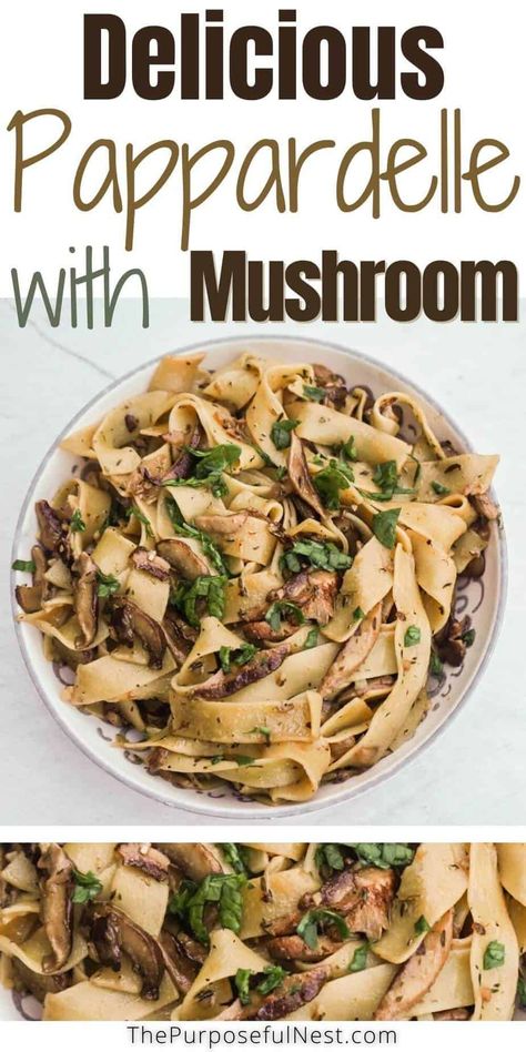 Make this delicious Pappardelle with Mushroom Ragu. Use this simple recipe to make a hearty and tasty mushroom pasta. Basil Mushroom Pasta, Mushroom Pappardelle Pasta, Mushroom Ragu Pasta, Mushroom Parpadelle, Parpadelle Pasta Recipes, Pasta With Arugula And Tomatoes, Papperdelle Recipes, Mushroom Pasta Recipes, Mushroom Pappardelle