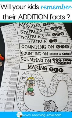 Math Games Addition, Addition Strategies, Math Fact Fluency, Math Intervention, Math Strategies, Second Grade Math, Math Addition, Math Methods, Mental Math