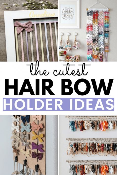 Hair Bows Storage Ideas, Hairbow Holder Ideas, Hair Bow Organization Ideas, Bow Clip Organization, Girl Headband Organizer, Hair Bow And Headband Organizer, How To Organize Bows And Headbands, Hairbow Organizer Diy, Storage For Bows And Headbands