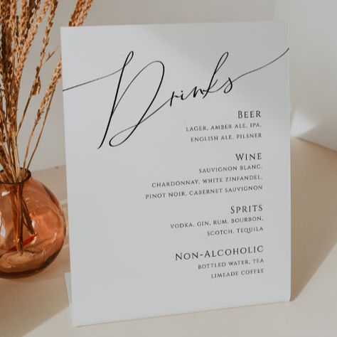 Classic Engagement Party, Wedding Bar Signage, Minimalist Reception, Whimsical Minimalist, Menu Signage, Wedding Drink Sign, Wedding Bar Menu Sign, Wedding Drink Menu, Open Bar Sign