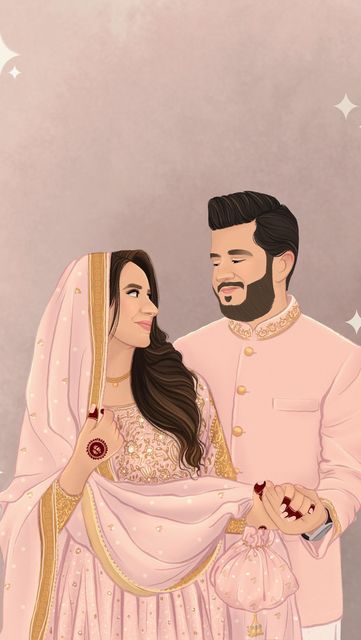 Musfirah Amjad on Instagram Bride Fashion Illustration, Couple Illustrations, Couple Illustration Wedding, Wedding Illustration Card, Bride And Groom Cartoon, Wedding Couple Cartoon, Bride And Groom Silhouette, Fashion Illustration Poses, Wedding Caricature