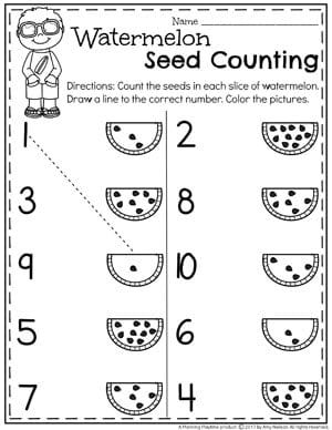 Kertas Kerja Prasekolah, Preschool Counting, Watermelon Seed, Counting Worksheets, Preschool Math Worksheets, Free Preschool Worksheets, Summer Preschool, Worksheet For Kids, Printable Preschool Worksheets