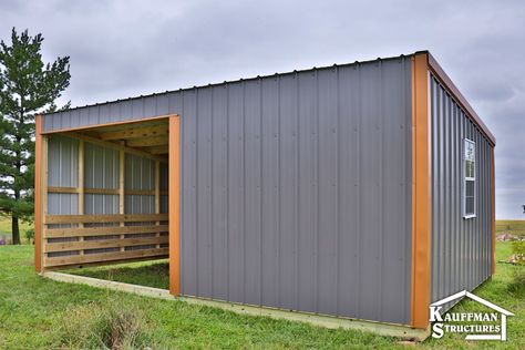 Horse Run In Shelter, Miniature Horse Barn, Dream Barn Stables, Horse Shed, Livestock Shelter, Big Sheds, Small Barns, Loafing Shed, Horse Barn Designs