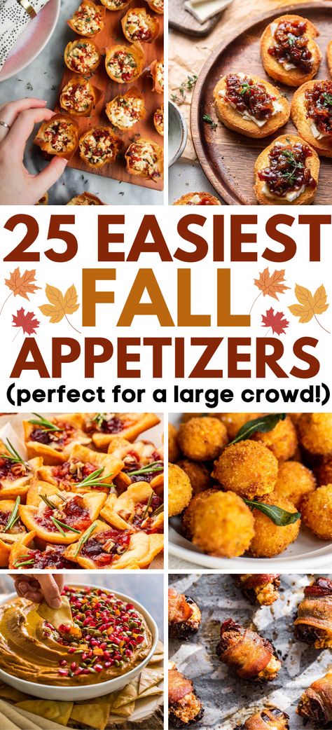 Easy Fall Appetizers – Prepare for your fall parties with these 25 easy make-ahead fall appetizers! From savory bites to cute and fun fall finger foods, these recipes are perfect for autumn gatherings. Fall snacks, Thanksgiving appetizers, easy fall snacks, easy fall appetizers, party fall appetizers, fall appetizers recipes, party easy fall appetizers, fall appetizers ideas, fall appetizers for party autumn, fall appetizers a crowd. Simple Fall Party Food, Shareable Halloween Appetizers, Autumn Party Appetizers, Fall Festive Food, Large Batch Appetizers, Fall Party On A Budget, Appetizer To Impress, Hordevours Recipes Appetizers, Thanksgiving Spread Ideas