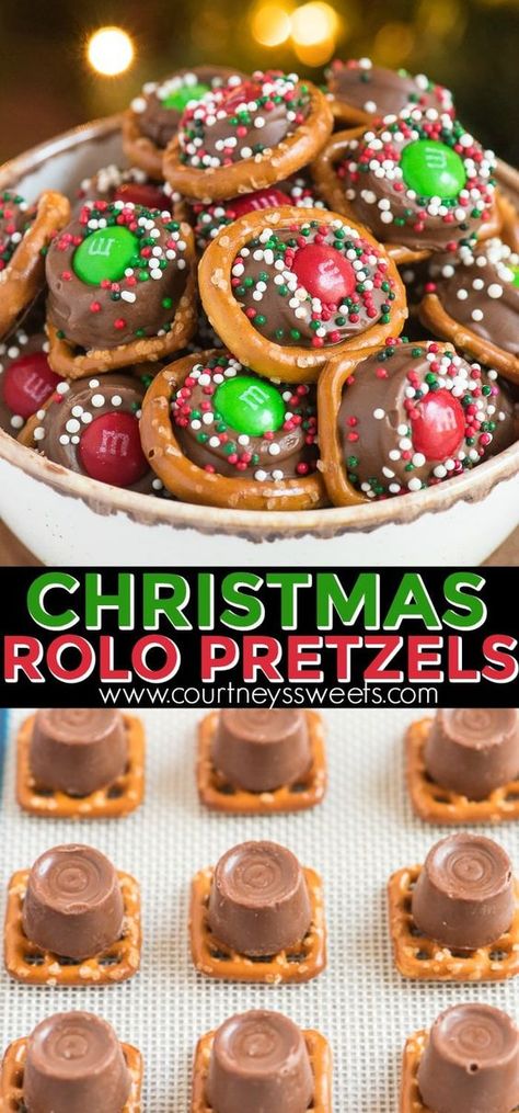 Easy Christmas Treat, Rolo Pretzels, Christmas Pretzels, Dessert Oreo, Easy Christmas Treats, Xmas Treats, Christmas Baking Recipes, Christmas Easy, Christmas Candy Recipes