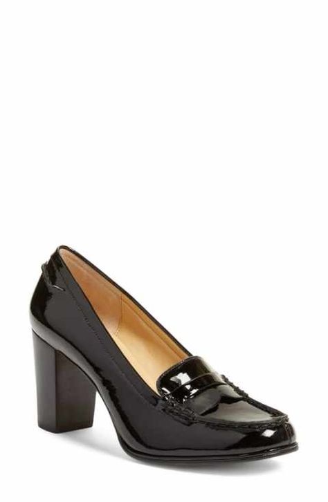 MICHAEL Michael Kors 'Bayville' Loafer Pump High Heel Loafers, Loafer Heels, Loafers Outfit, Work Formal, Shoes Outfit Fashion, Custom Boots, Patent Leather Loafers, Heels For Women, Patent Leather Heels