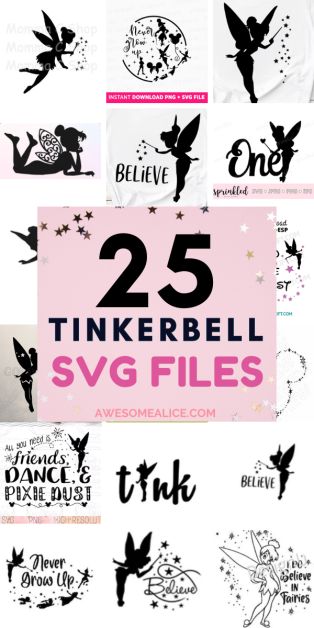 Unlock the magic with these enchanting Tinkerbell Silhouette SVG files! Ideal for Cricut crafters, this collection of 25 designs is perfect for creating whimsical shirts and more. Let Tinkerbell's iconic wings adorn your projects and sprinkle some Disney charm into your creations. Best of all, they're free! #SVGfilesforCricut #Tinkerbell #ShirtDesigns #DisneyMagic #FreeSVG Free Tinkerbell Svg Files For Cricut, Free Disney Svgs For Cricut, Free Font Svg Files For Cricut, Tinkerbell Cricut, Disney Silhouettes Svg, Disney Cricut Projects, Disney Svg Free Files, Tinkerbell Silhouette, Svg Free Files For Cricut