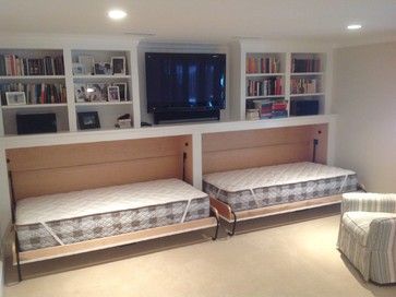 Transitional Basement, Horizontal Murphy Bed, Bunk Rooms, Murphy Bed Plans, Basement Makeover, Basement Design Ideas, Ideas Ikea, Basement Bedrooms, Web Images