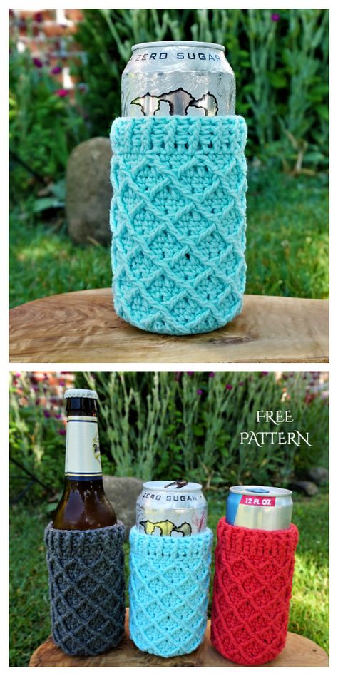 Father's Day Gift Free Crochet Patterns - DIY Magazine Beer Bottle Cozy Crochet Pattern, Crochet Can Holder, Crochet Gifts For Dad, Crochet Beer Cozy, Koozie Pattern, Crochet Koozie, Crochet Beer, Small Crochet Gifts, Crochet Project Free