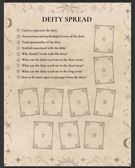 #Tarot_Spreads_For_Deities #Tarot_Spreads_Deity #Diety_Tarot_Reading #Hecate_Tarot_Spread Deity Tarot Spread, Deity Tarot, Witchcraft Tips, Witchy Business, Oracle Card Spreads, Tarot Reading Spreads, Beginner Witch, Free Tarot Cards, Tarot Card Readings