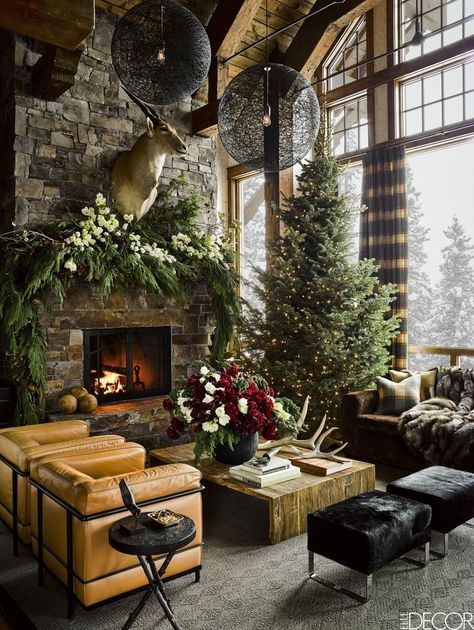 House Tour: Ken Fulk Creates A Montana Guesthouse That's The Ultimate Winter Getaway Winter Designs, Hus Inspiration, Mountain House, Fun Christmas, A Living Room, Design Living, Design Case, Log Homes, Cabin Decor