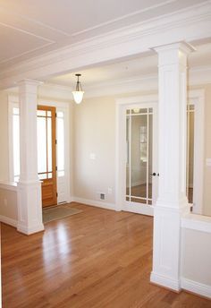 Columns: Inside and Outside the House Interior Column Design, Column Design Ideas, Craftsman Columns, Home Inside Design, Columns Inside, Design Interior Modern, White Inspiration, Interior Columns, Half Walls