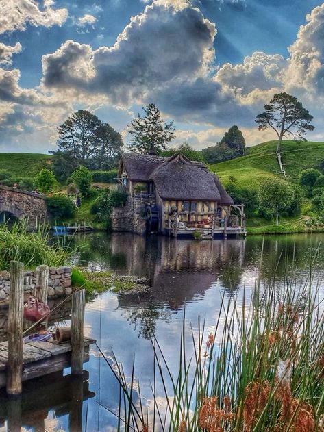 Hobbiton Movie Set, New Zealand Hobbiton New Zealand, Movie Set, Movie Sets, Reference Images, The Hobbit, Beautiful Nature, New Zealand, Australia, Wonder