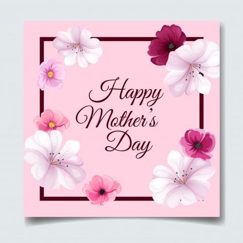 Happy mother's day greeting card design ... | Premium Vector #Freepik #vector #flower #frame #watercolor #floral Happy Mothers Day Messages, Mothers Day Card Template, Happy Mothers Day Images, Mother's Day Background, Happy Mothers Day Wishes, Frame Watercolor, Mothers Day Images, Happy Mother's Day Greetings, Grandmas Mothers Day Gifts