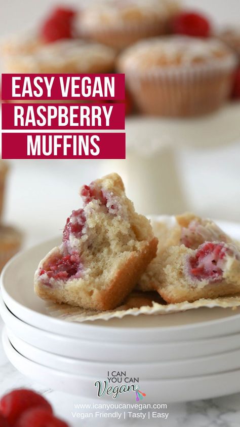 These easy vegan raspberry muffins are so bomb! Light, fluffy and filled with sweet raspberries. Click for the full recipe! #Vegan #VeganBaking #VeganMuffins #Raspberry Fresh Raspberry Recipes, Raspberry White Chocolate Muffins, Vegan Breakfast Recipes Healthy, Vegan Muffin, Raspberry Muffin Recipes, White Chocolate Muffins, Muffins Easy, Raspberry Desserts, Vegan Snack Recipes