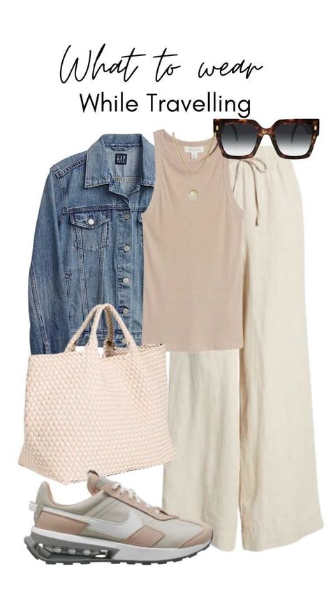 Airport travel outfit #traveloutfitsummer #outfitinspo #outfit #SummerCapsuleWardrobe #OutfitIdeas. https://www.theworldaccordingtome.org/shopping/1729509_summer-outfit-inspiration-20-chic-looks-to-slay-the-season/?outfit !!! Disclosure: This blog uses affiliate links, which means I may earn a small commission when you click through(images) and make a purchase. Don’t worry, No cost for you! Beige Airport Outfit, Airport Wear Travel Outfit Ideas, Airport Outfit Ideas Summer, Plane Outfit Airport Style Comfy, Ootd Airport, Airplane Travel Outfits, Airport Ootd, Chic Travel Outfit, Plane Outfit