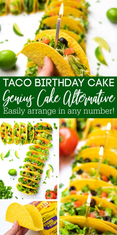 Taco Birthday Cake is a fun and creative birthday party idea. Tacos in the shape of the birthday age for a savory celebration for the family. #passion4savings #taco #birthday #easy #fun #fun #festive #idea #party #partyidea Savoury Birthday Cake Alternatives, Birthday Tacos Number, Taco Birthday Cake, Birthday Tacos, Creative Dinner Ideas, Taco Platter, Taco Cake, Taco Birthday, Birthday Cake Alternatives