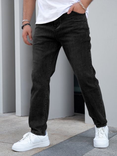 Boys Jeans Fashion, Mom Fit Jeans Outfits Men, Black Jean Outfits Men, Black Denim Jeans Men, Slim Straight Jeans Outfit Men, Black Jeans Outfit Mens Casual, Men’s Black Jeans, Black Slim Jeans Outfit, Jean Mom Hombre