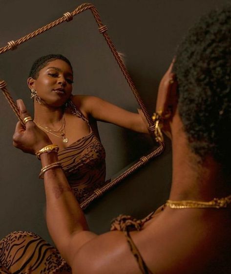 Mirror Mirror on the Wall | Melanin Adorned Nubian Goddess Photoshoot, Women With Locs Photoshoot, Two Black Women Photoshoot, Mirrored Photoshoot, Home Made Photoshoot Ideas, Vintage Photoshoot Aesthetic, Mindfulness Photoshoot, Locs Photoshoot Black Women, Brown Aesthetic Photoshoot