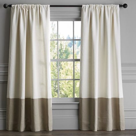 How do I Fix Curtains That are Too-Short? Two Tone Curtains, Strip Curtains, Modern Drape, Drapes And Blinds, Window Seats, Linen Drapes, Bedroom Curtains, Custom Drapery, Custom Drapes