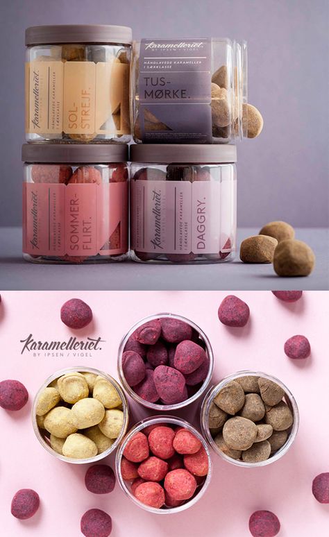 Candy Packaging Ideas, Creative Food Packaging, Candy Branding, Branding Examples, Bakery Packaging Design, Packaging Snack, Baking Packaging, Bakery Branding, Jar Packaging