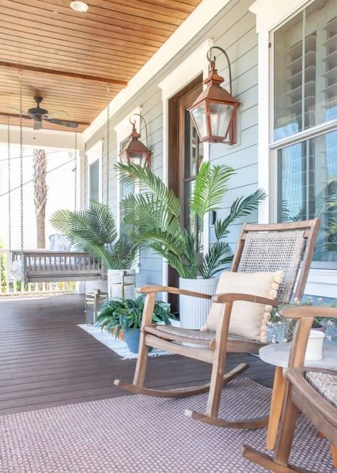 15 Stylish, Welcoming Front Porch Decorating Ideas | Apartment Therapy Coastal Home Front Porch, Southern Front Porches Farmhouse, Hampton Style Front Porch, Front Porch Decor White House, Front Porch Traditional Home, Low Country Front Doors, 2023 Front Porch Trends, Beautiful Porches Southern Living, Coastal Back Porch