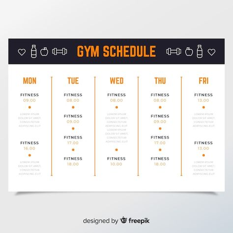 Schedule Design Layout, Workout Schedule Template, Gym Workout Schedule, Class Poster Design, Timetable Design, Workout Plan Template, Gym Schedule, Schedule Board, Gym Plan