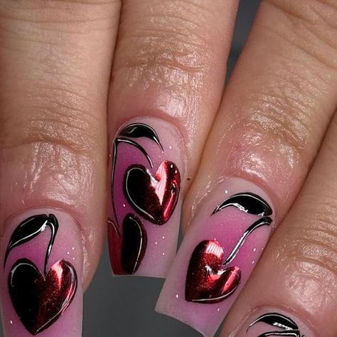 ♤Deanna Marie on Instagram: "I love it here : #nailinspo #chromenails #cherry #cherrynails #nailart #valentinesdaynails #squarenails #nailsofinstagram #nailssanantonio #lanadelrey #pepsicola #cherrypepsi" Cherry Hearts, Uñas Ideas, Cherry Nails, Goth Nails, Nail Styles, January 26, Valentine's Day Nails, Chrome Nails, Valentines Nails