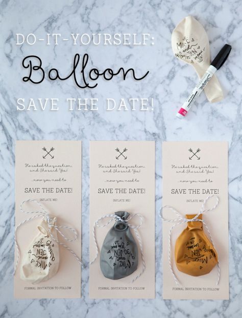 Save The Date Stamp, Diy Save The Dates, Balloon Invitation, Diy Sharpie, Homemade Wedding, Cheap Wedding Invitations, 카드 디자인, Balloon Diy, Date Cards