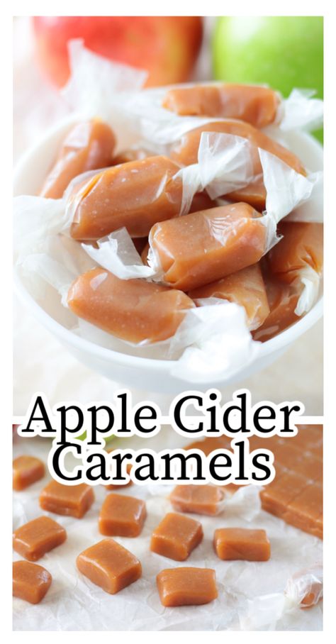 Caramel Apple Cider Recipe, Apple Cider Caramel, Caramel Candies Recipe, Boiled Cider, Microwave Apples, Apple Cider Syrup, Microwave Caramels, Apple Cider Caramels, Cider Recipe