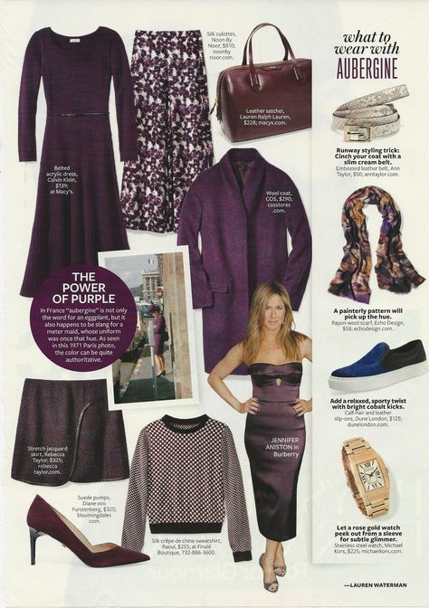 Color Crash Course: Aubergine #instyle Aubergine Outfit, Outfit Bordeaux, Color Crash Course, Instyle Color Crash Course, I Love Purple, Soft Summer Palette, Summer Palette, Cool Color Palette, Color Combos Outfit