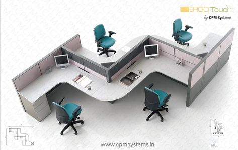 Modular Office Table Design, Office Workstations Design Interiors, Modular Office Table, Open Office Workstations, Office Cubicle Design, Workstation Design, Open Office Layout, Workstation Table, Cubicle Design