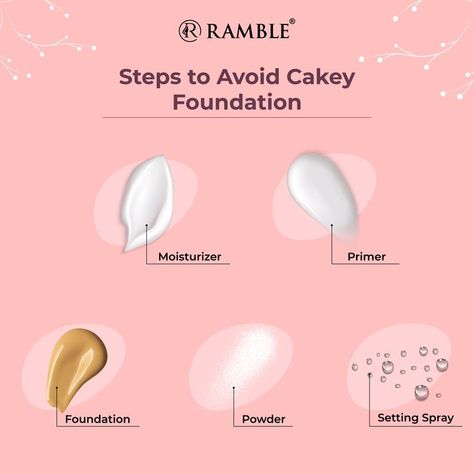 Ramble Cosmetics| Steps to avoid Cakey Foundation Spray Foundation, Beauty Advertising, Face Makeup Tips, Wall Painting Decor, House Of Beauty, Makeup Guide, Powder Foundation, Nail Paint, Setting Spray