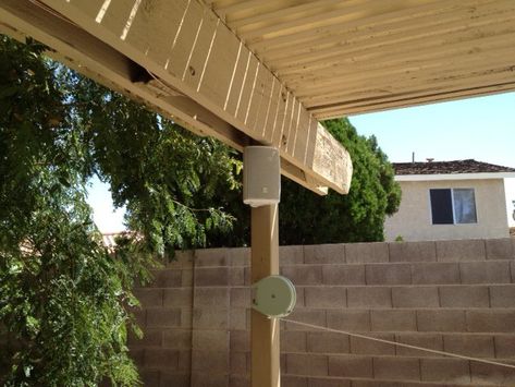 How to Install an Outdoor Patio Sound system for (less than) $100 Bucks Lake Porch, Outdoor Speaker System, Outdoor Sound System, Home Theater Installation, Home Theater Furniture, Movie Room Decor, Best Home Theater, Home Theaters, Home Theater Setup